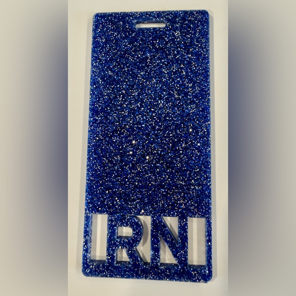 RN Badge Buddy Blue Glitter